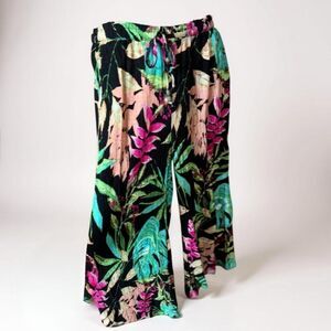 Rachel Roy Black Tropical Palazzo Pants. Size Medium